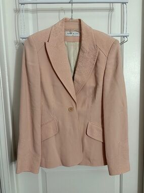 Karen Millen Crepe Pink Embroidered Single Breasted Blazer Women’s Size 6
